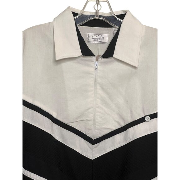 VTG Mens Store At Sears Chevron Pullover Shirt L Black/White 1/2 Zip Grandpa NWT - Picture 3 of 15